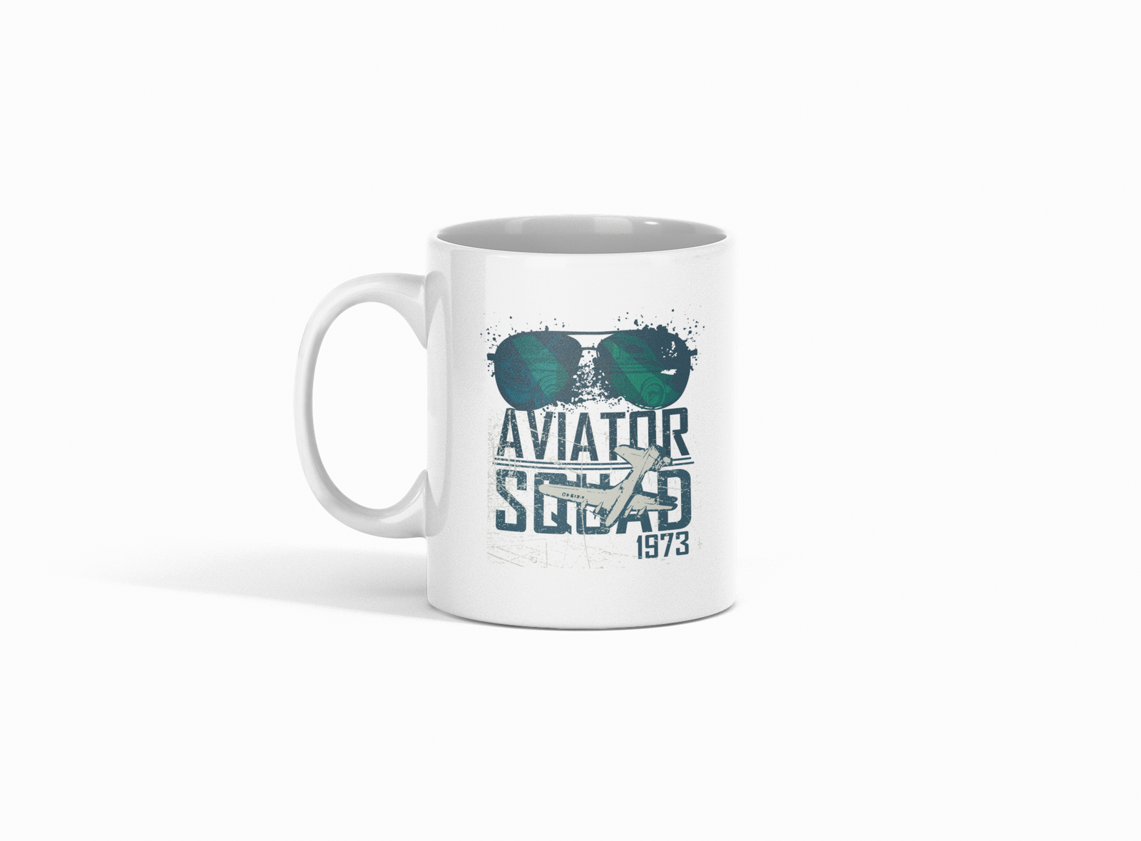 White Coffee Mug featuring "Aviator Squad" text