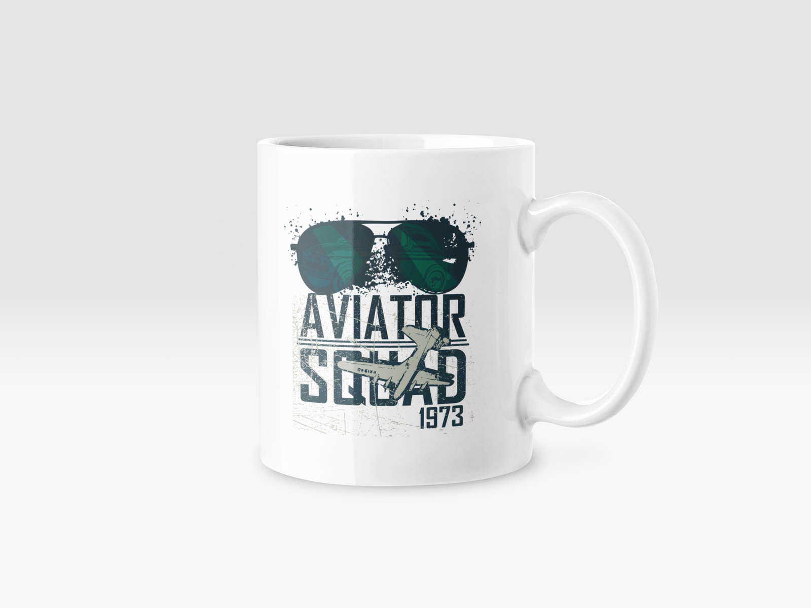 White Coffee Mug featuring "Aviator Squad" text