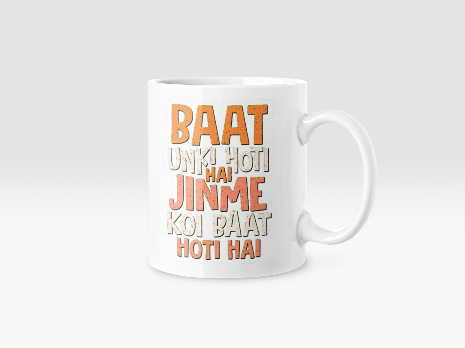 white coffee mug featuring the quote "Baat Unki Hoti Hai Jinme Koi Baat Hoti Hai".