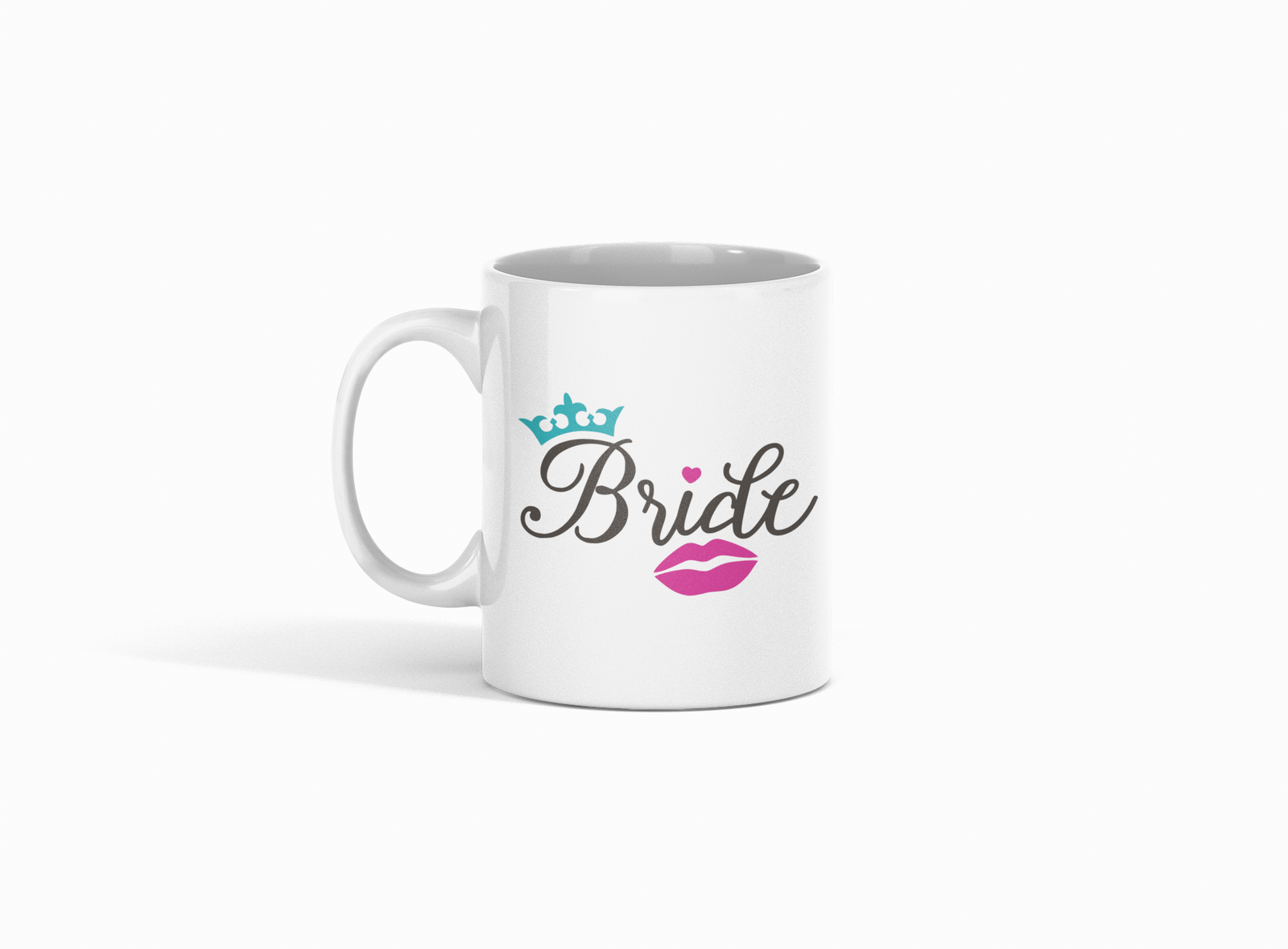 White Coffee Mug with "Bride" Text and Icon