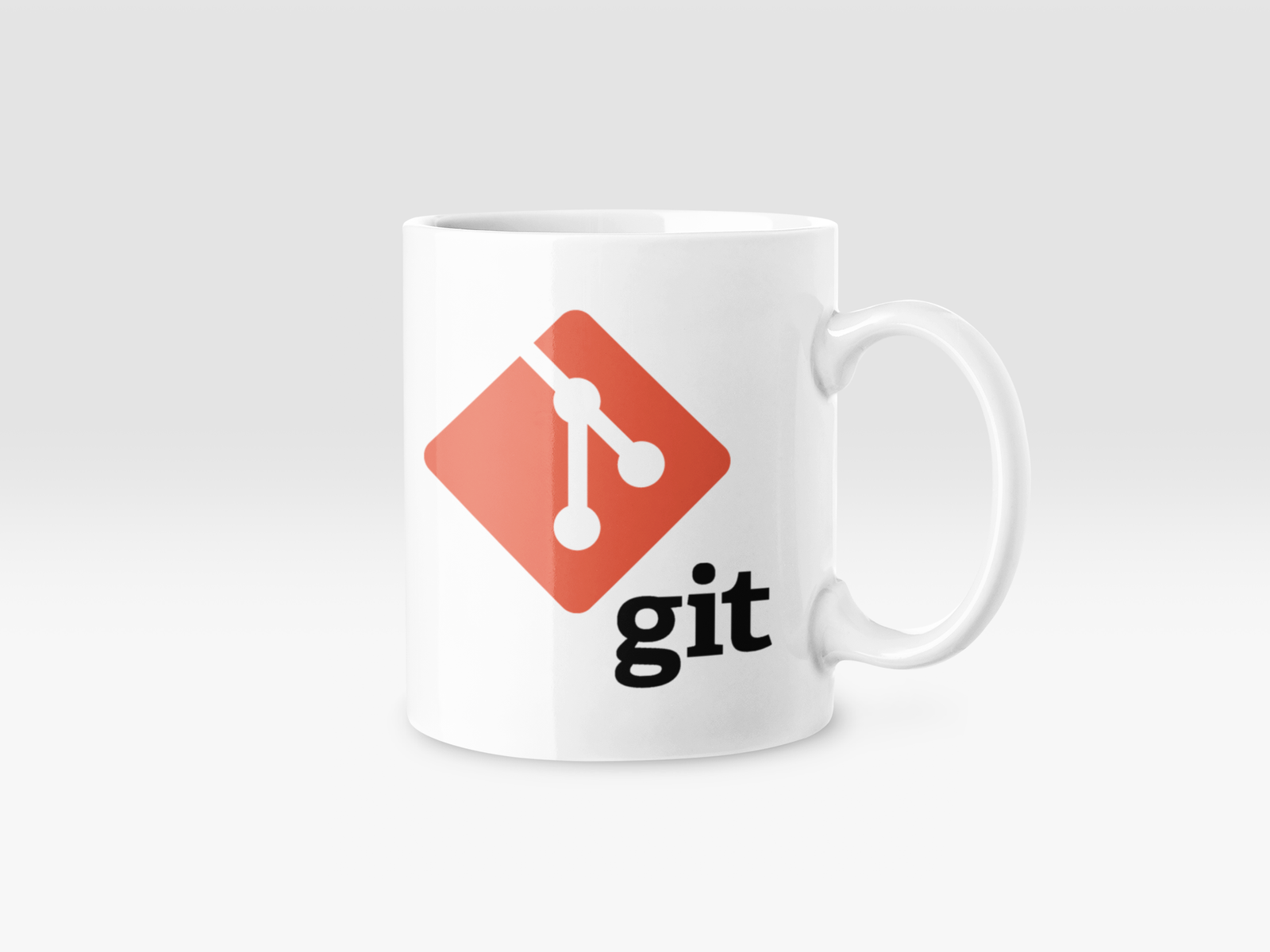 Premium White Coffee Mug featuring a Git logo print