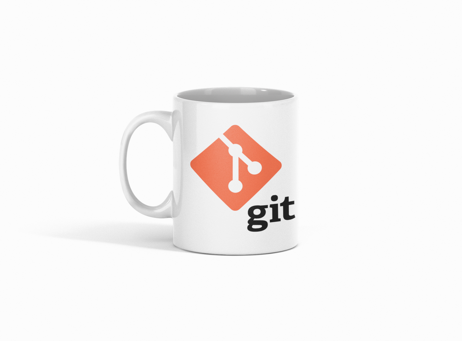 Premium White Coffee Mug featuring a Git logo print