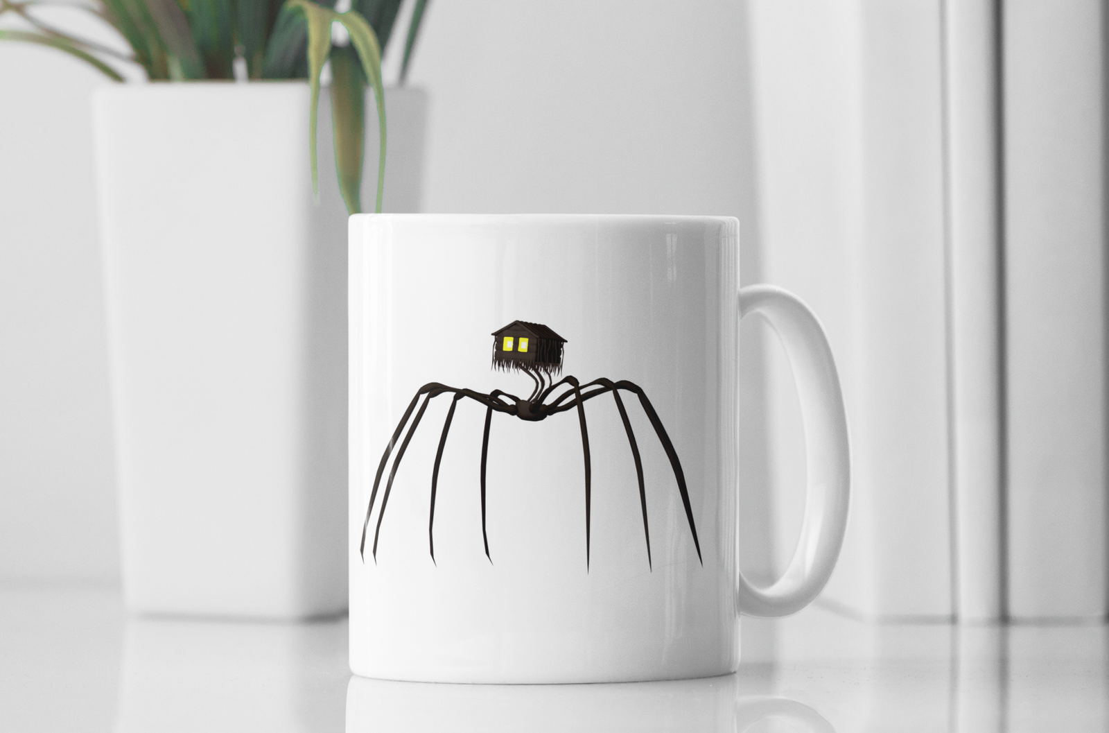 Premium White Coffee Mug with House Head Spider Game Print