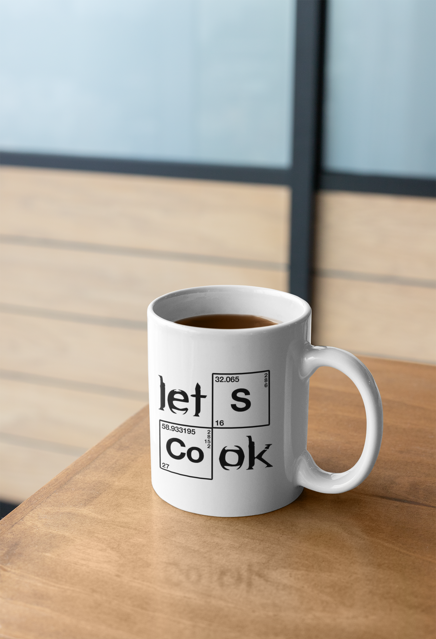 Premium White Coffee Mug featuring a "Let’s Cook" stylish text.