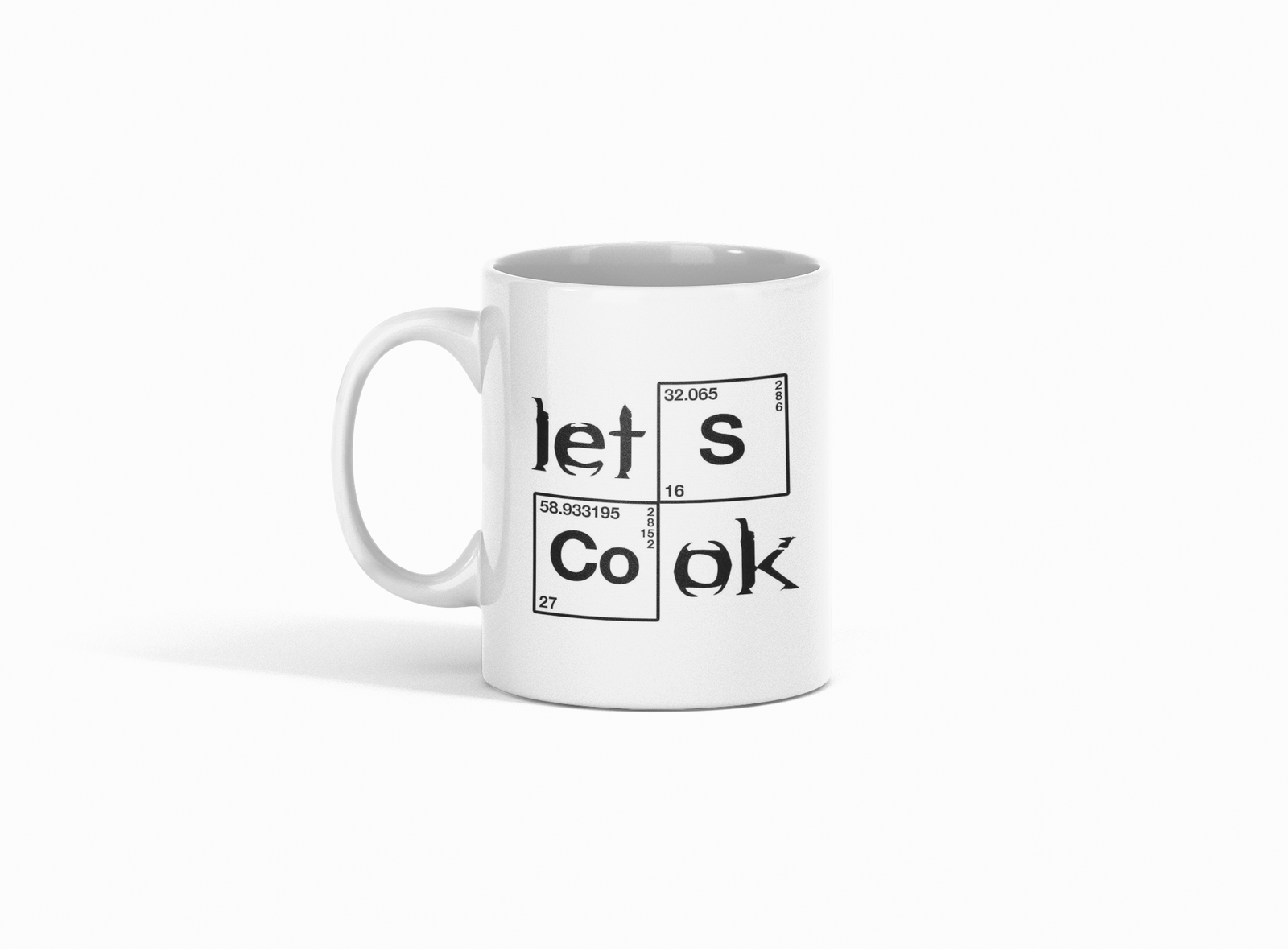 Premium White Coffee Mug featuring a "Let’s Cook" stylish text.