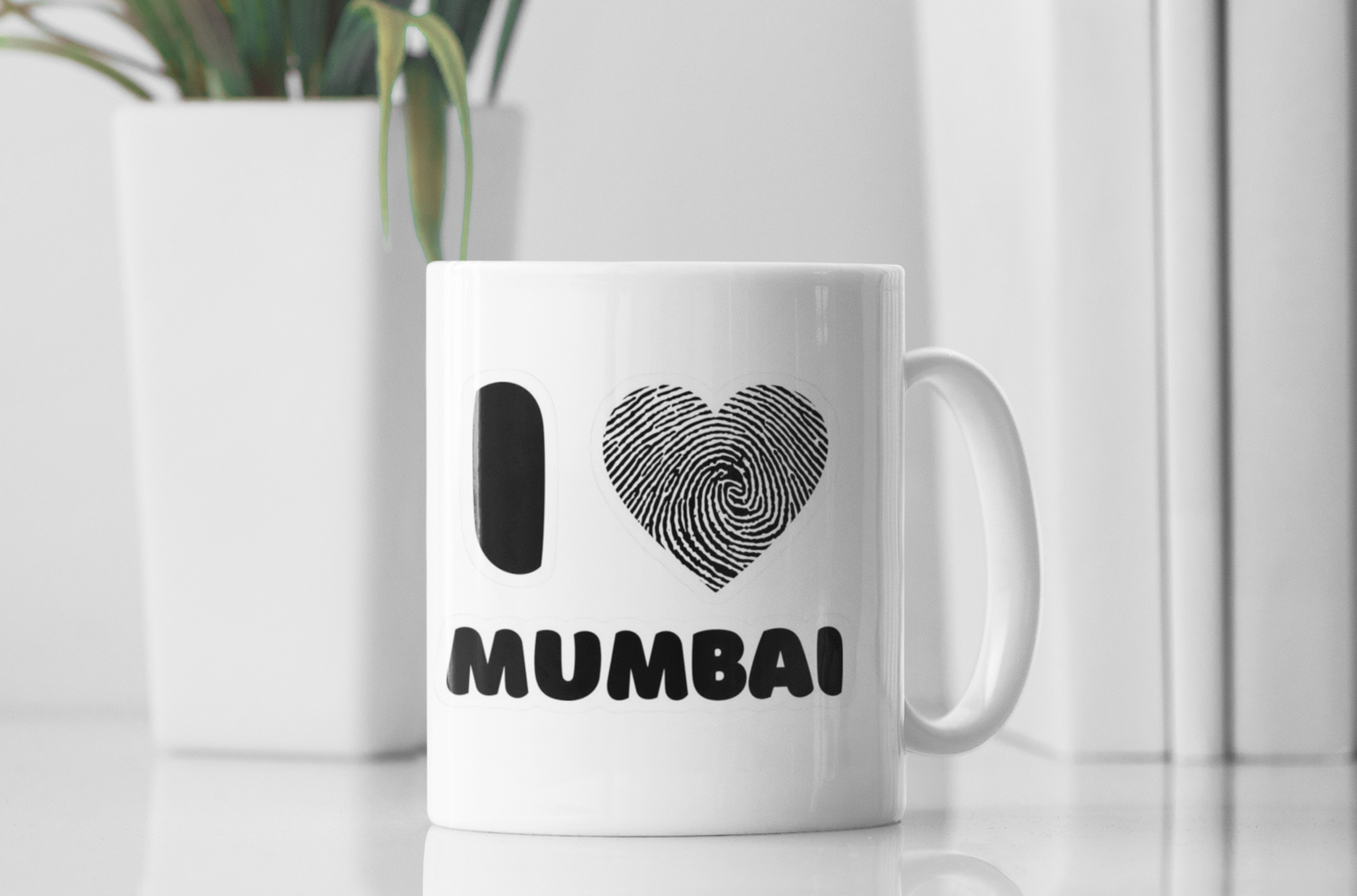 White Coffee Mug with I ❤️ Mumbai Print