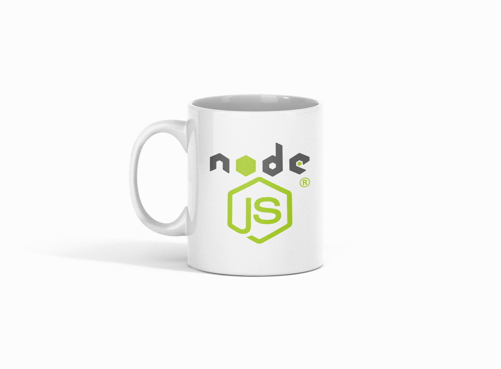 Premium White Coffee Mug featuring the Node.js logo print