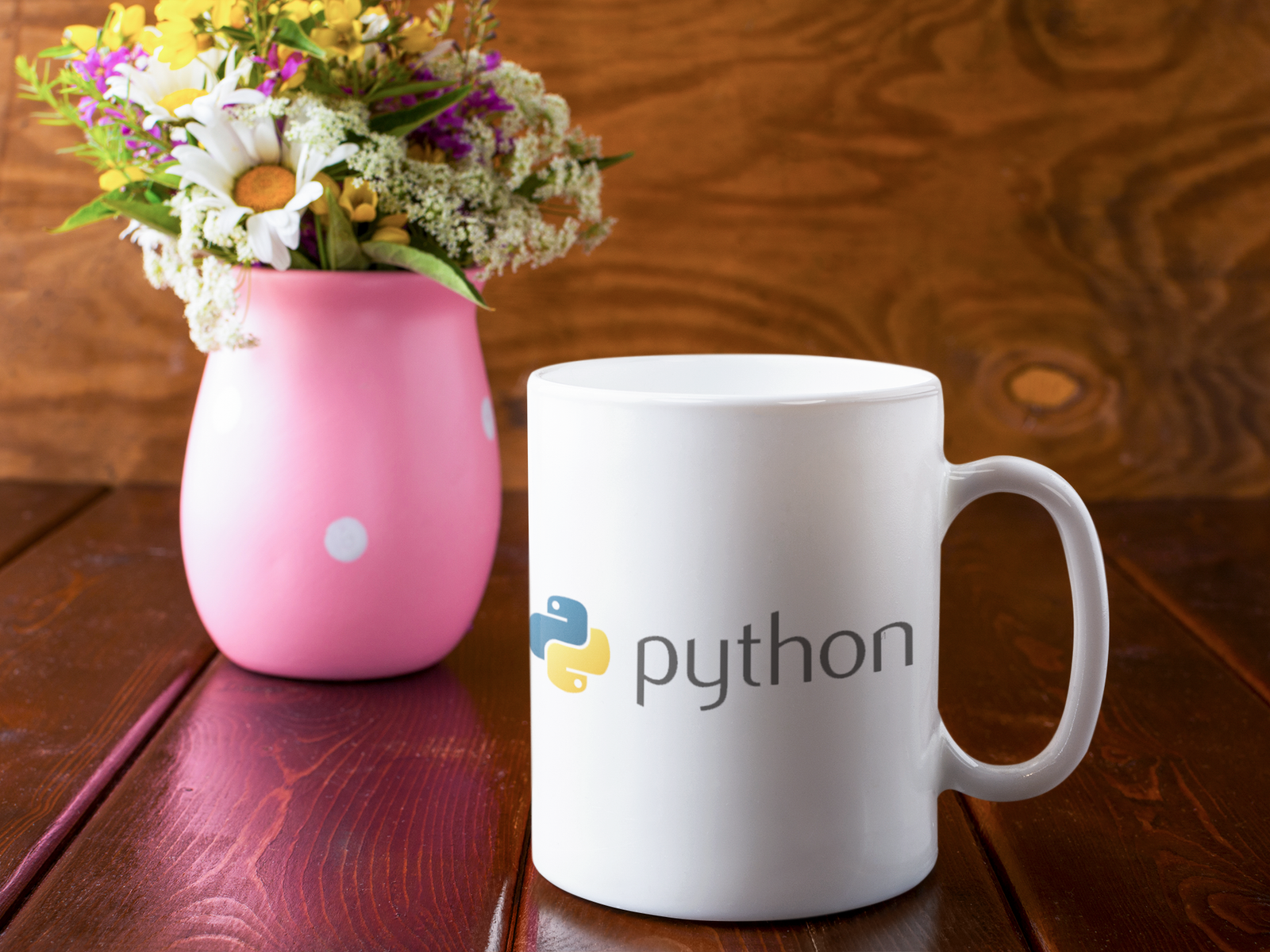 White Coffee Mug featuring the Python logo print