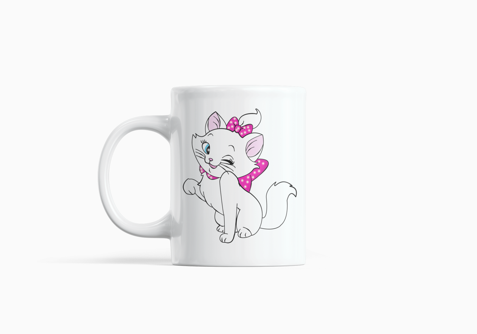 White Coffee Mug with Cute Pink Cat Print – Perfect for Cat Lovers & Pet Enthusiasts