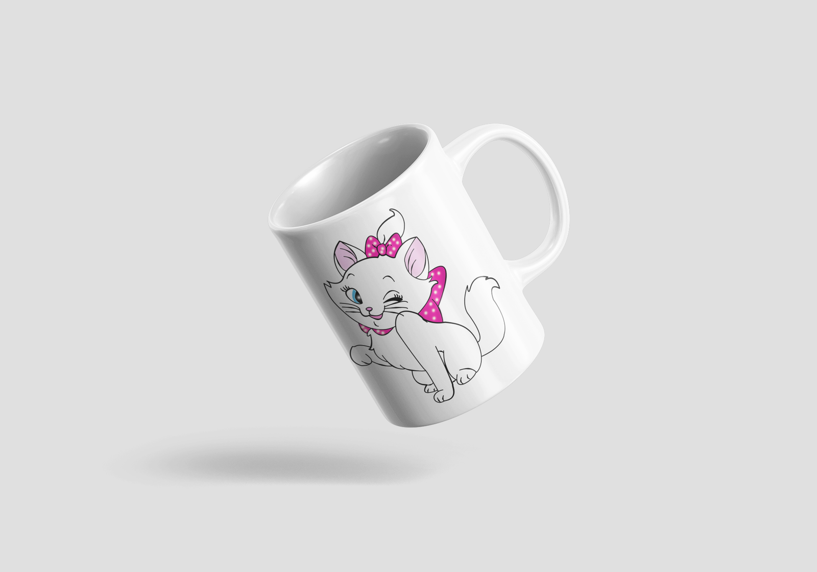 White Coffee Mug with Cute Pink Cat Print – Perfect for Cat Lovers & Pet Enthusiasts