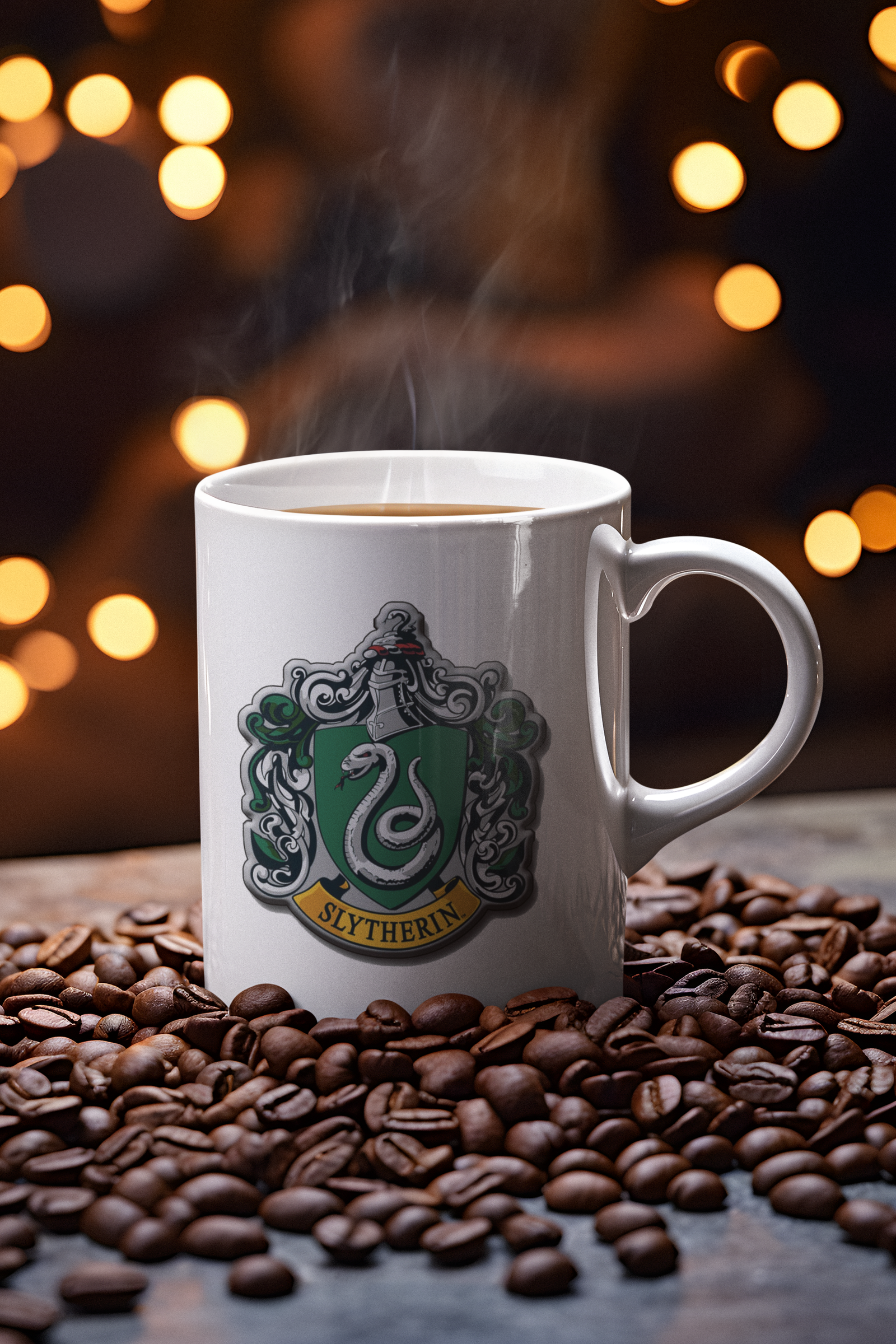 White Coffee Mug – Slytherin House Logo Print (Harry Potter)