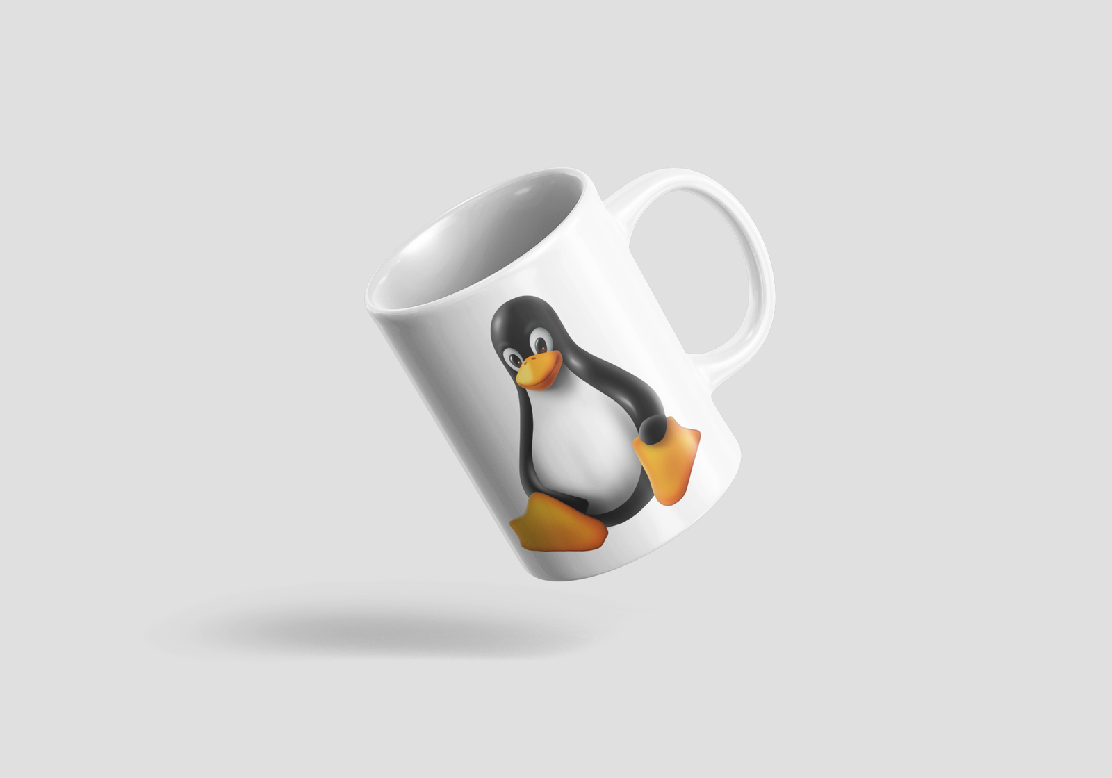 White Coffee Mug with Linux Penguin (Tux) Logo – Perfect for Open-Source Enthusiasts