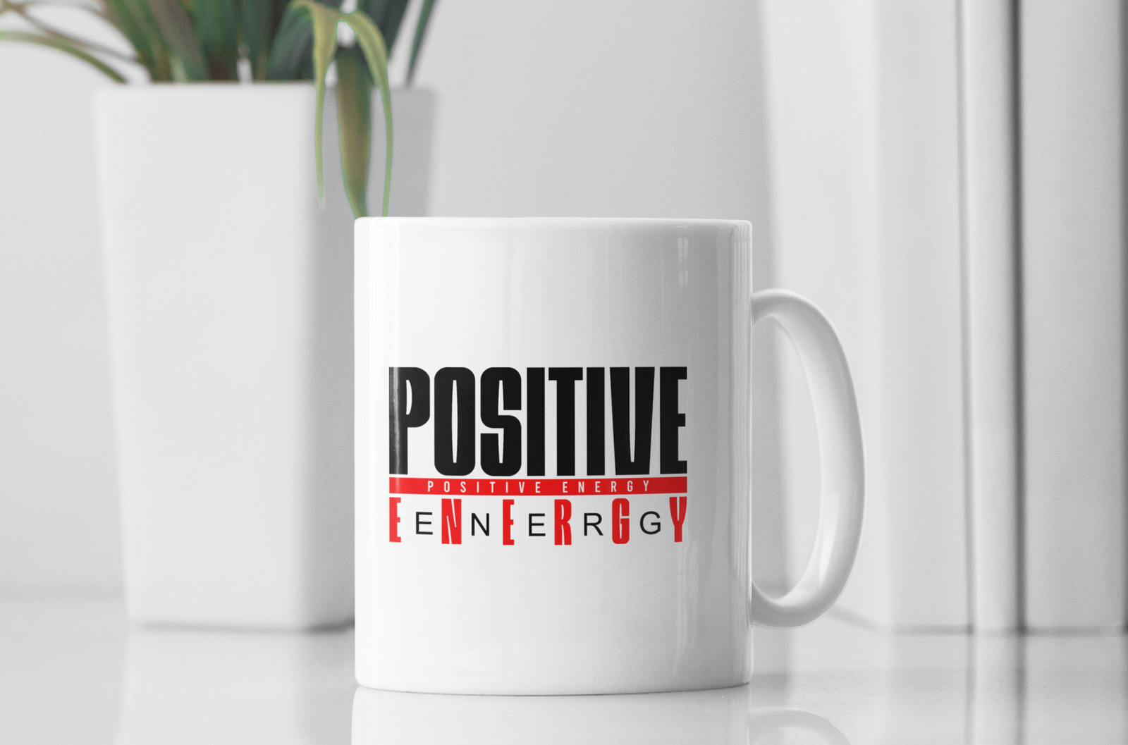 White Coffee Mug – "Positive Energy" Inspirational Print